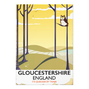 Gloucestershire, England Train travel poster. Photo Print