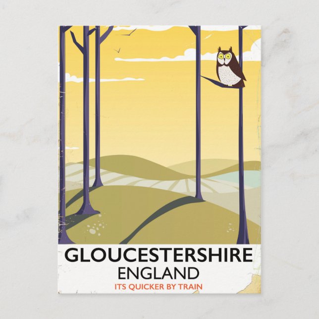Gloucestershire, England Train travel poster. Postcard (Front)
