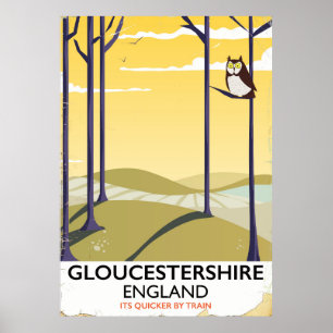 Gloucestershire, England Train travel poster. Poster