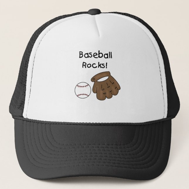 Glove and  Ball Baseball Rocks Trucker Hat (Front)