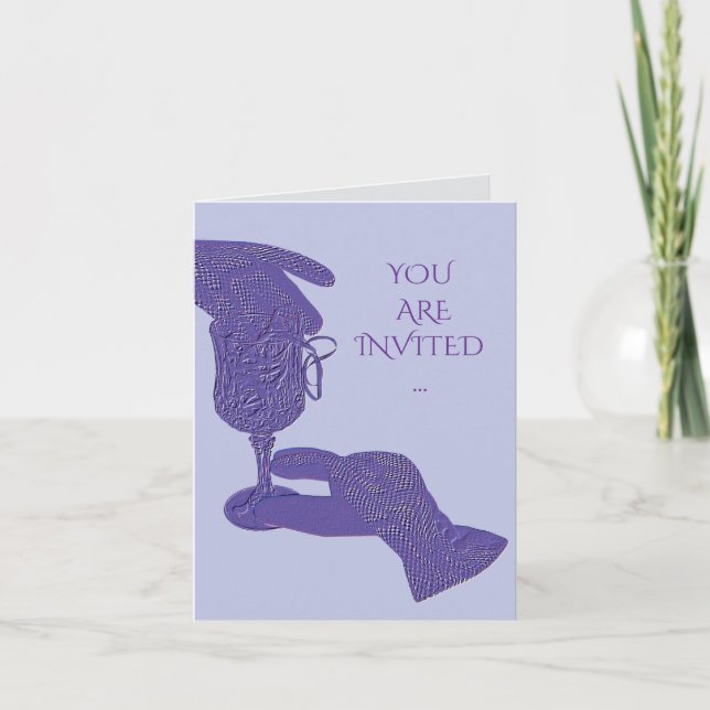 Gloved hands gloves touch wine glass invitation (Front)