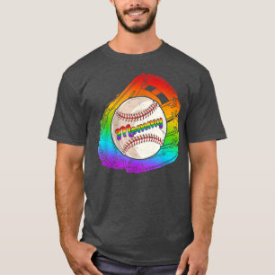 Gloves Baseball Mommy Game Day Pride LGBT Month Ra T-Shirt