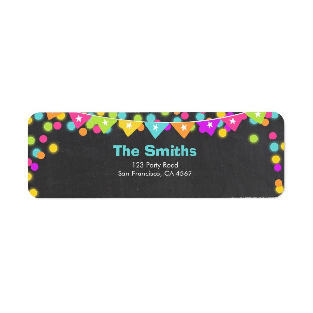Glow Address Label Neon Disco Birthday party Laser (Front)