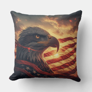 Glow American Eagle Patriotic USA Pride Throw Pillow