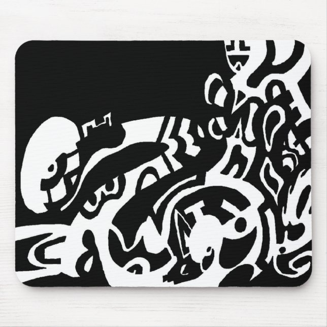 "Glow" B&W Abstract Art Mouse Pad (Front)