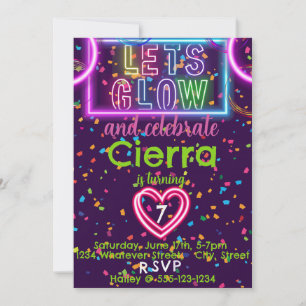 Glow Birthday Party Kids Invitation