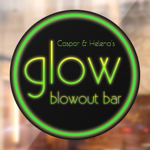 Glow Blowout Bar Add Your Name Neon Green Black Window Cling