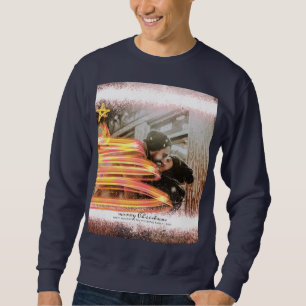 Glow Christmas Tree Star Photo Glitter Sweatshirt