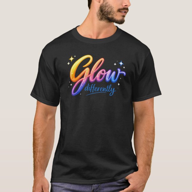 Glow Differently - Vibrant Neon Rainbow T-Shirt (Front)