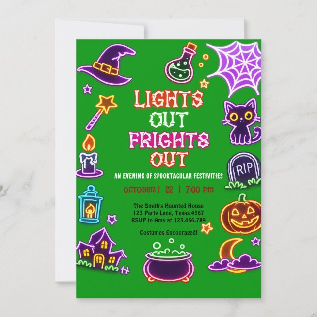 Glow Extravaganza Neon Halloween Party Invitation (Front)