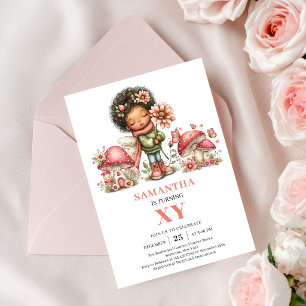 Glow Fairy 6th Birthday Pink Flowers Invitation