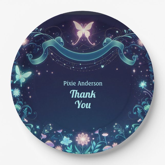 Glow Fairy Party Theme - Fairytale After Dark Paper Plate (Front)