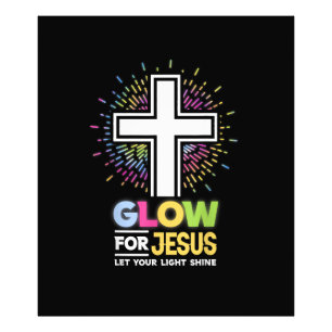 Glow for Jesus Christian Cross Tee Jesus Christ Bi Photo Print