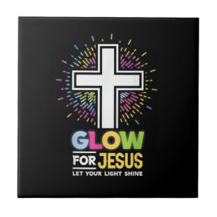 Glow for Jesus Christian Cross Tee Jesus Christ Bi Tile