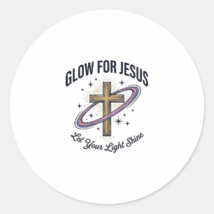 Glow for Jesus Christian Cross Vintage Vector Classic Round Sticker