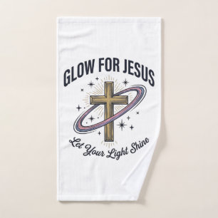 Glow for Jesus Christian Cross Vintage Vector Hand Towel