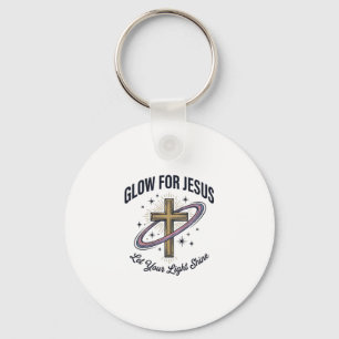 Glow for Jesus Christian Cross Vintage Vector Keychain