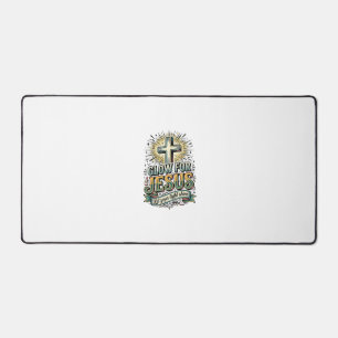 Glow For Jesus Vintage Christian Cross Shirt Desk Mat
