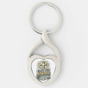 Glow For Jesus Vintage Christian Cross Shirt Keychain