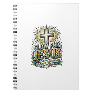 Glow For Jesus Vintage Christian Cross Shirt Notebook