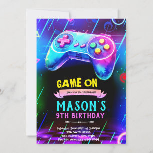 Glow game night party invite
