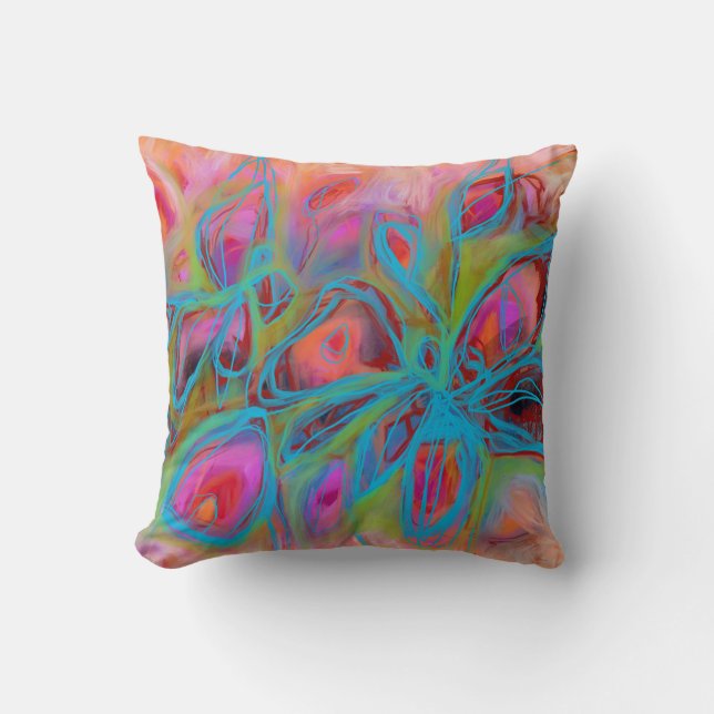 Glow Garden Square 16" Throw Pillow (Front)