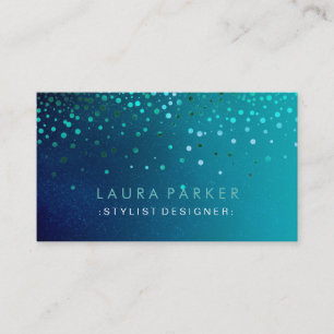 Glow Glitter Blue Confetti Elegant Sky Business Card