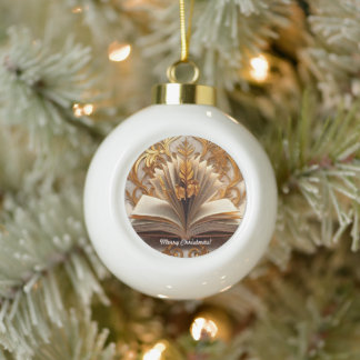 "Glow Golden Knowledge" Ceramic Ball Christmas Ornament