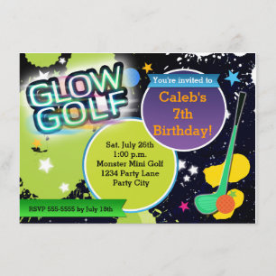 Glow Golf Monster Mini Golfing Party Invitation