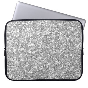 Glow Grey And White Glitter Texture Laptop Sleeve