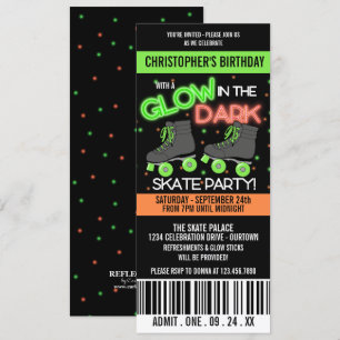 Glow in Dark Skating Invitation de fête d'annivers