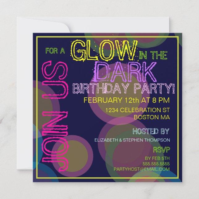 Glow in the Dark Birthday Party Invitation (Front)