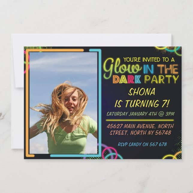 Glow In The Dark Children's Birthday Invitation (Front)