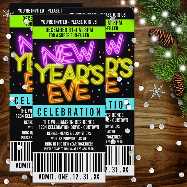 Glow in the Dark New Year's Eve Party Invitations (Creator Uploaded)