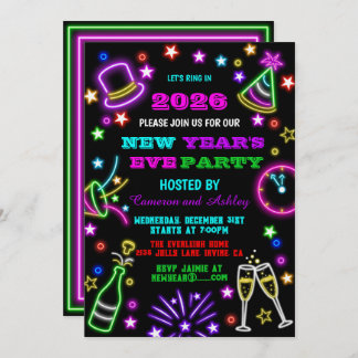 Glow in the Dark New Year's Eve Party Invitations