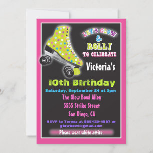 Glow in the dark roller Patinage invitations