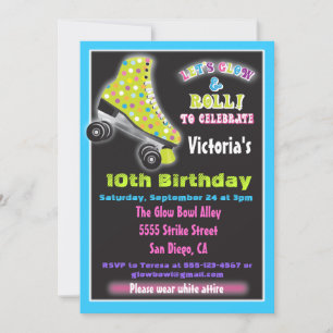Glow in the dark roller Patinage invitations