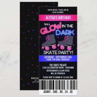 Glow in the Dark Skating Party Invitation