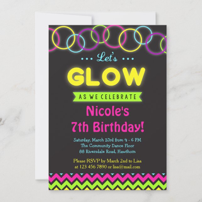 Glow invitation / Glow in the Dark invitation (Front)