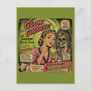 Glow Like A Goddess Retro Beauty Cream Scifi Postcard
