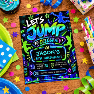 Glow Neon Jump Birthday Invitation