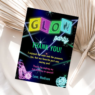 Glow Neon Lights Birthday Party Thank You Card