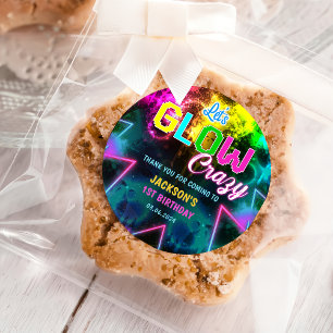 Glow Neon Lights Thank You Birthday Party Classic Round Sticker