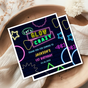 Glow Neon Lights Thank You Birthday Party Napkin
