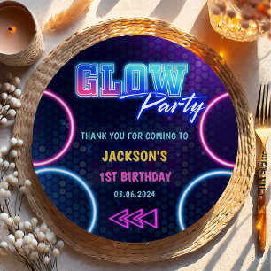 Glow Neon Lights Thank You Birthday Party Paper Plate
