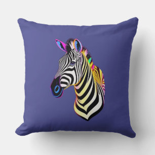 Glow Neon Zebra Throw Pillow