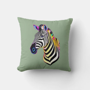 Glow Neon Zebra Throw Pillow