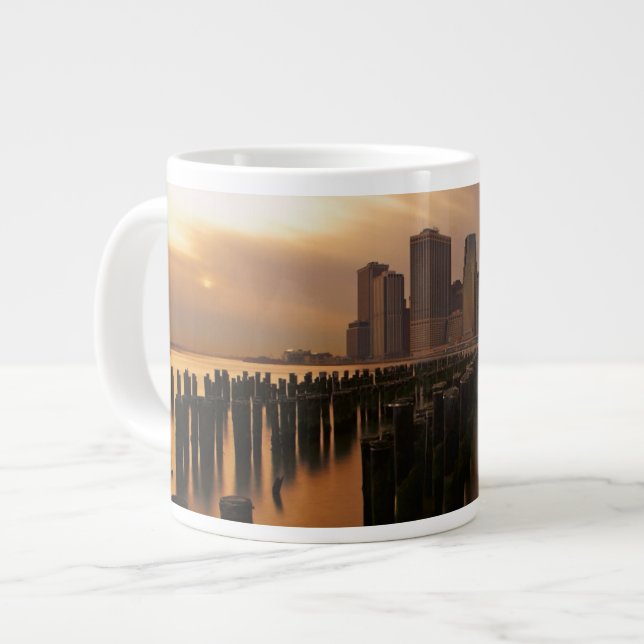 Glow of sunset during stormy skies over East Large Coffee Mug (Front Left)