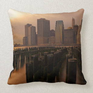 Glow of sunset during stormy skies over East Throw Pillow