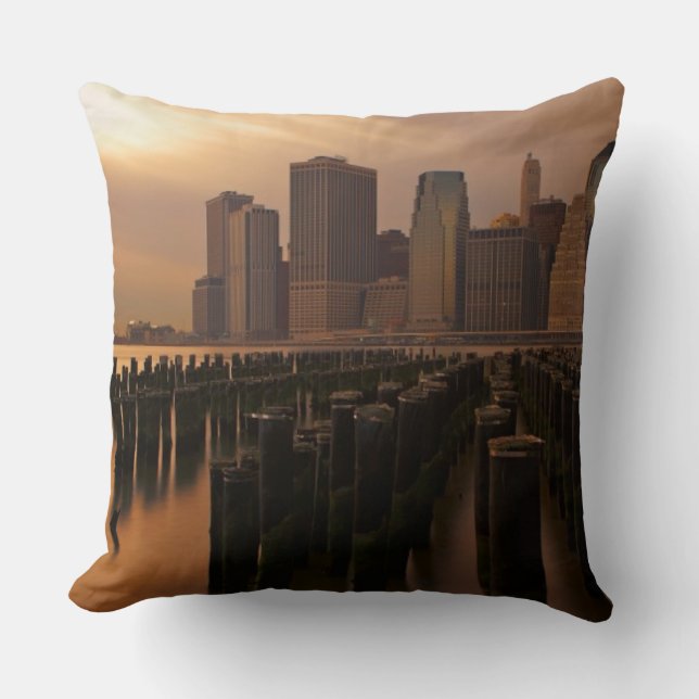 Glow of sunset during stormy skies over East Throw Pillow (Front)